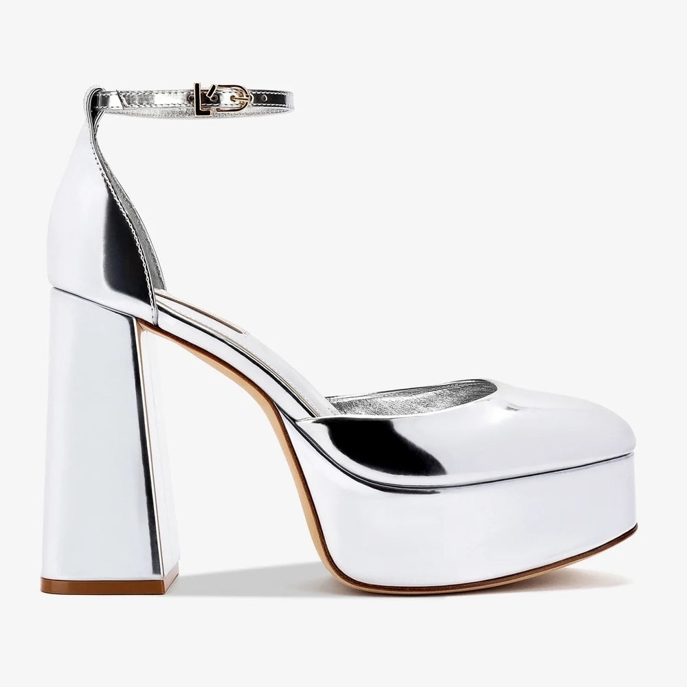 Larroudé Ari Pump In Silver Specchio